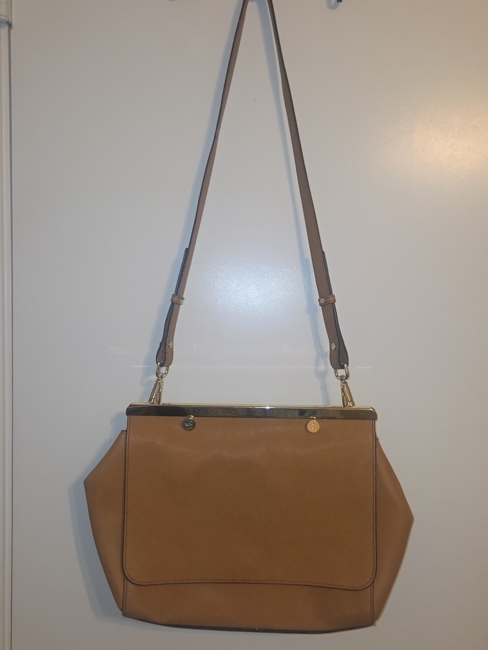 Brooks Brothers Tan Shoulder Bag with Gold Hardware